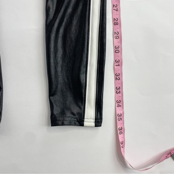 SPANX Faux Leather Side Stripe Leggings Size Small BLACK with WHITE Stripe - Picture 8 of 12